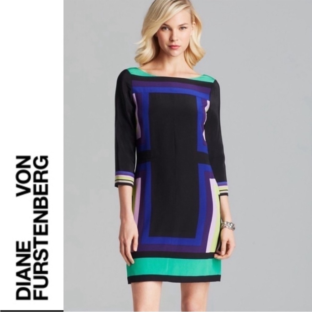 Diane Von furstenberg- Avery silk colour block dress- approx size large